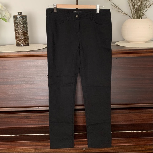 Theory Linen Blend Black Cropped Pants, Size 6 - Picture 2 of 10